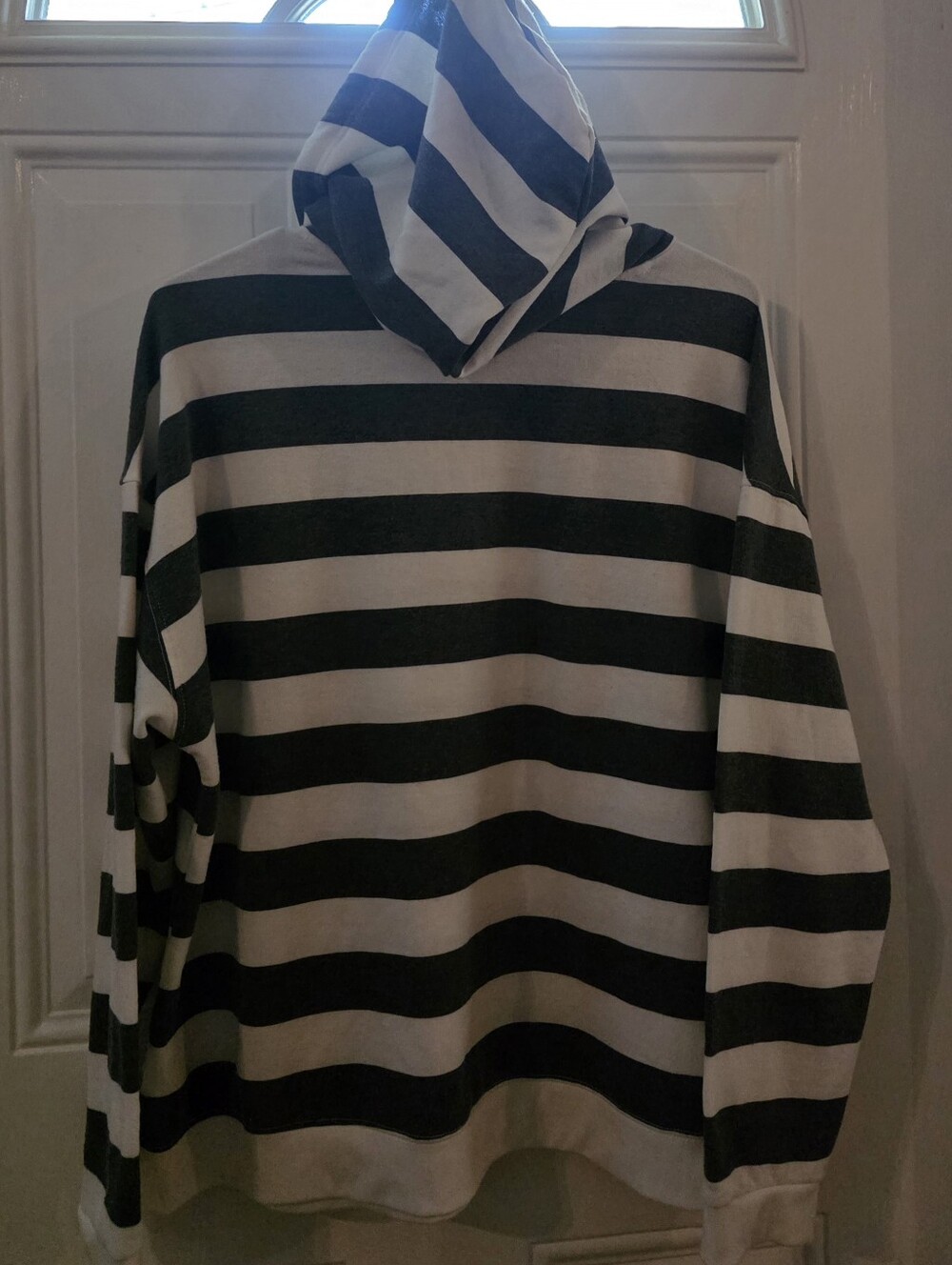Emily Daniels Grey & White Striped Crewneck Sweater - Picture 3 of 4